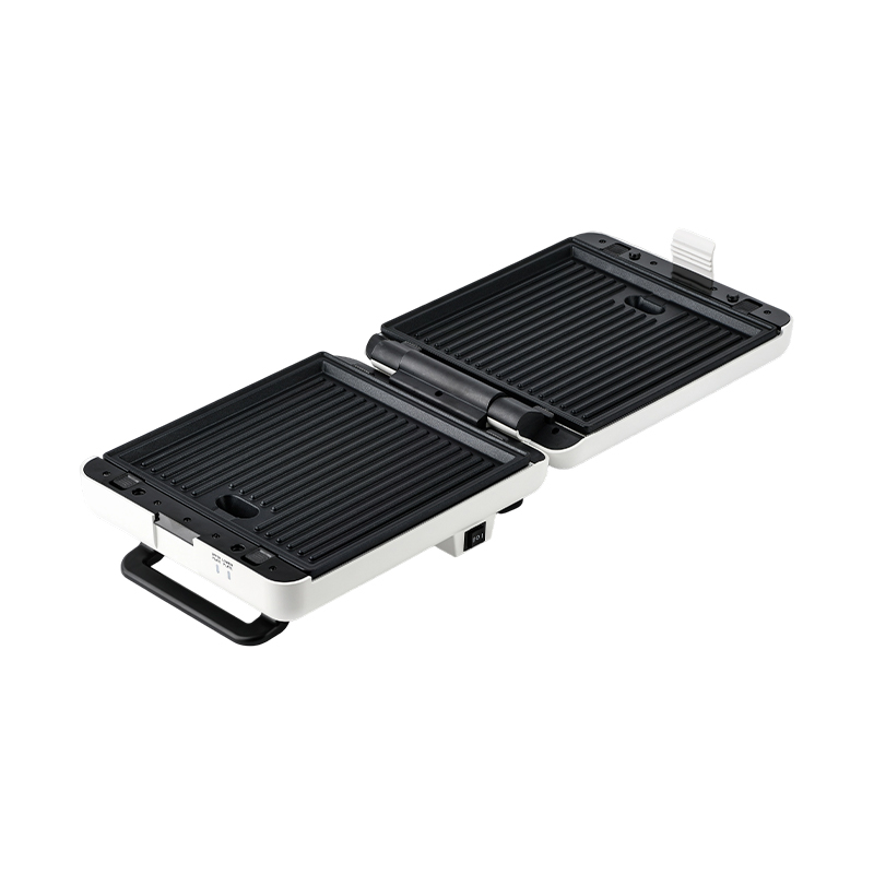 BJX-S026 4枚切り 180°オープングリル＆サンドイッチメーカー 3段階調節とオイルドリップトレイ付き